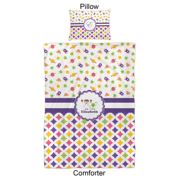 Girl's Space & Geometric Print Comforter Set - Twin XL - Approval