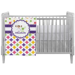Girl's Space & Geometric Print Crib Comforter / Quilt (Personalized)