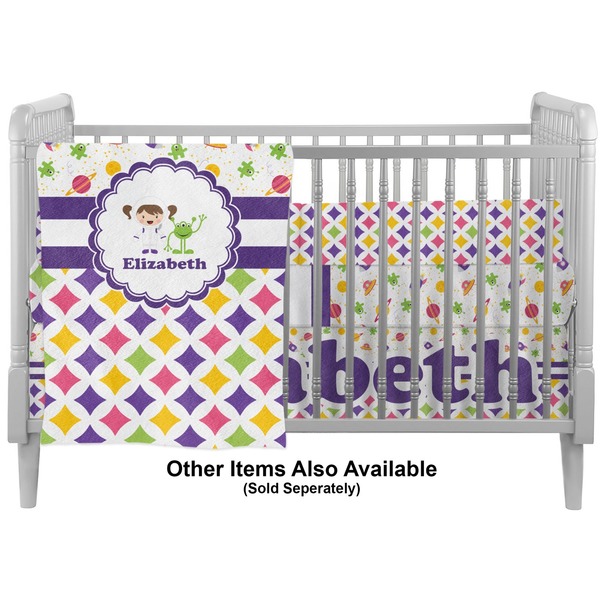 Girl's Space & Geometric Print Crib - Profile Sold Seperately