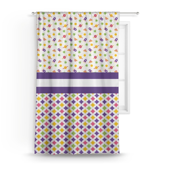 Custom Girl's Space & Geometric Print Curtain