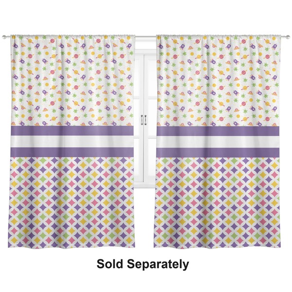 Girl's Space & Geometric Print Curtains