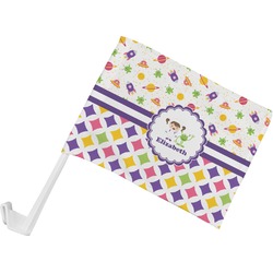 Girl's Space & Geometric Print Car Flag - Small w/ Name or Text