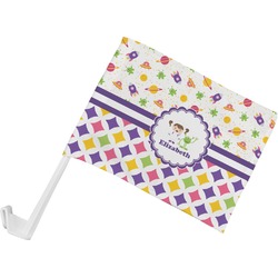 Girl's Space & Geometric Print Car Flag - Small w/ Name or Text