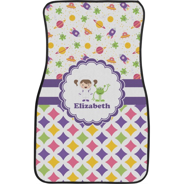 Girl's Space & Geometric Print Custom Car Floor Mats (Front Seat)