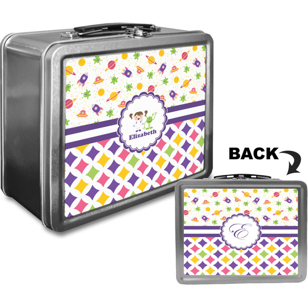 Girl's Space & Geometric Print Custom Lunch Box / Tin Approval