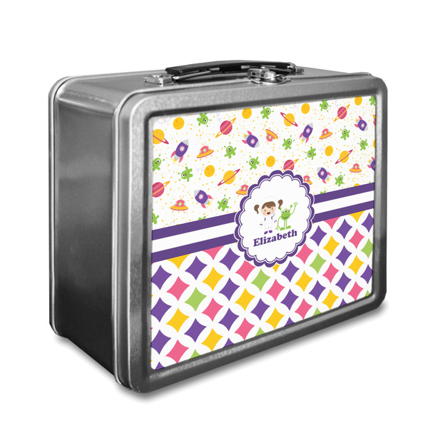 Custom Girl's Space & Geometric Print Lunch Box (Personalized)