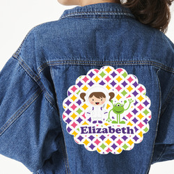 Girl's Space & Geometric Print Twill Iron On Patch - Custom Shape - 3XL - Set of 4 (Personalized)