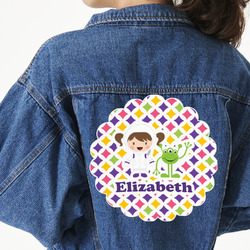 Girl's Space & Geometric Print Twill Iron On Patch - Custom Shape - 3XL (Personalized)