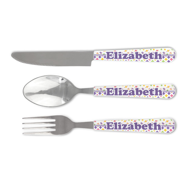 Custom Girl's Space & Geometric Print Cutlery Set (Personalized)
