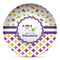 Girl's Space & Geometric Print Microwave Safe Plastic Plate - Composite Polymer (Personalized)