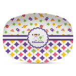 Girl's Space & Geometric Print Plastic Platter - Microwave & Oven Safe Composite Polymer (Personalized)