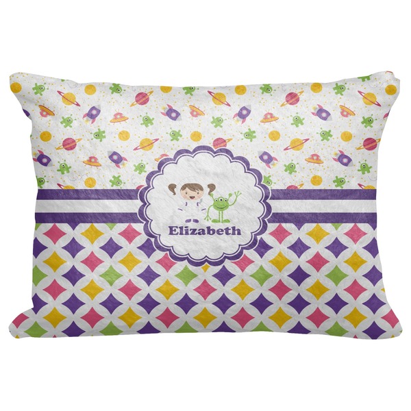 Custom Girl's Space & Geometric Print Decorative Baby Pillowcase - 16"x12" (Personalized)