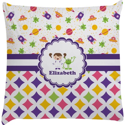 Girl's Space & Geometric Print Decorative Pillow Case (Personalized)