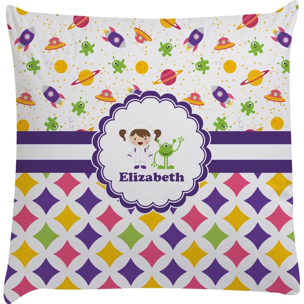 Custom Girl's Space & Geometric Print Decorative Pillow Case (Personalized)