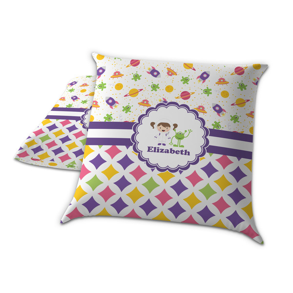 Girl's Space & Geometric Print Decorative Pillow Case - TWO