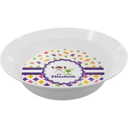 Girl's Space & Geometric Print Melamine Bowl (Personalized)