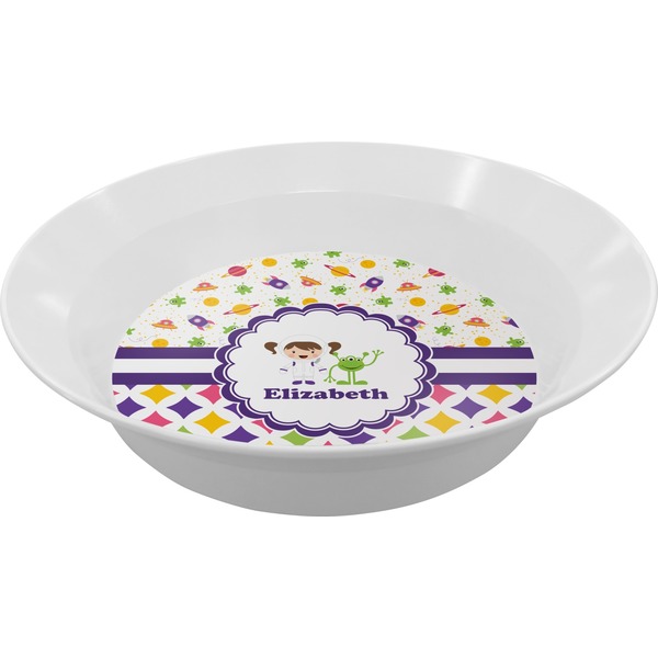 Custom Girl's Space & Geometric Print Melamine Bowl (Personalized)