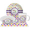 Girl's Space & Geometric Print Dinner Set - 4 Pc (Personalized)