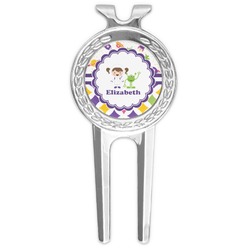Girl's Space & Geometric Print Golf Divot Tool & Ball Marker (Personalized)