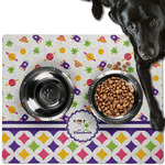 Girl's Space & Geometric Print Dog Food Mat - Large w/ Name or Text