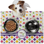Girl's Space & Geometric Print Dog Food Mat - Medium w/ Name or Text