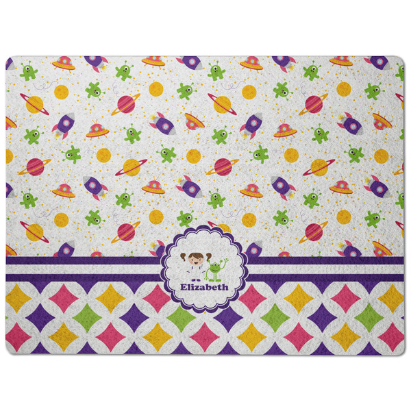 Girl's Space & Geometric Print Dog Food Mat - Medium without bowls