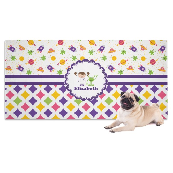 Custom Girl's Space & Geometric Print Dog Towel (Personalized)