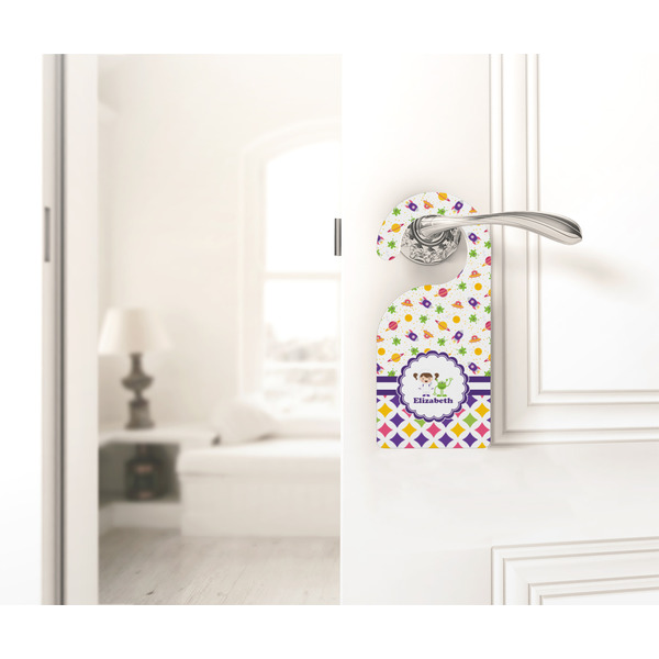 Girl's Space & Geometric Print Door Hanger - LIFESTYLE