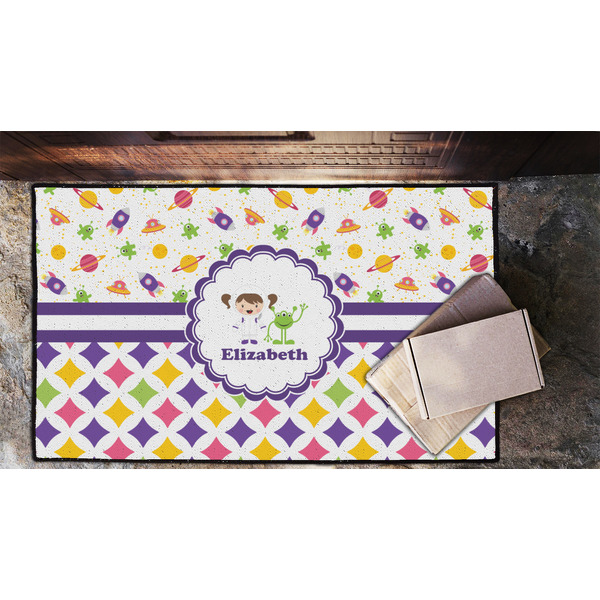Girl's Space & Geometric Print Door Mat - LIFESTYLE (Lrg)