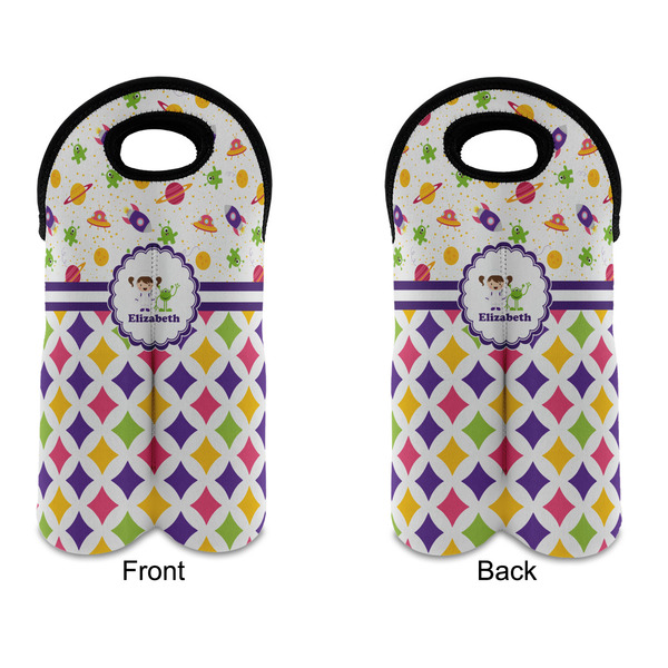 Girl's Space & Geometric Print Double Wine Tote - APPROVAL (new)