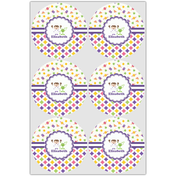 Girl's Space & Geometric Print Drink Topper - Large - Set of 6