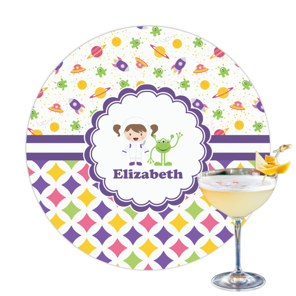 Custom Girl's Space & Geometric Print Printed Drink Topper (Personalized)