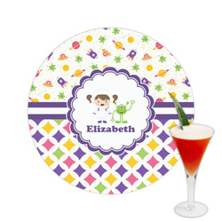 Girl's Space & Geometric Print Printed Drink Topper -  2.5" (Personalized)