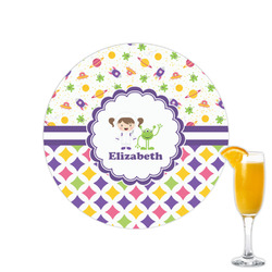 Girl's Space & Geometric Print Printed Drink Topper - 2.15" (Personalized)