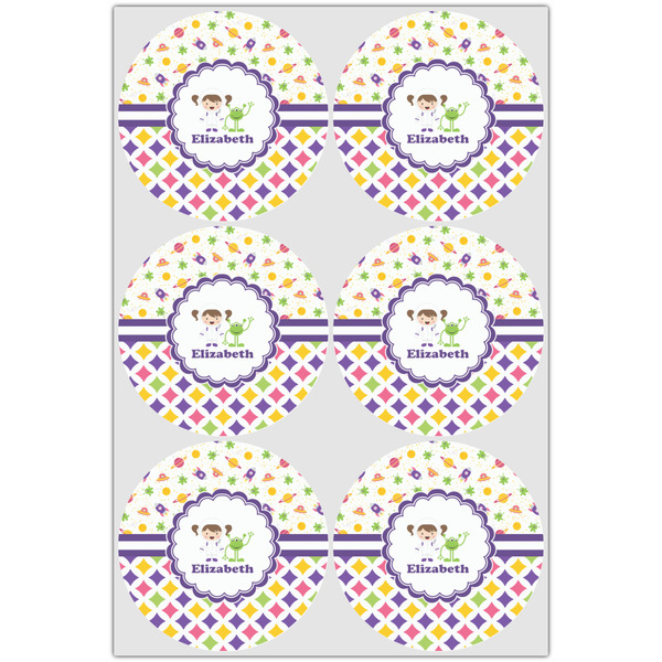 Girl's Space & Geometric Print Drink Topper - XLarge - Set of 6