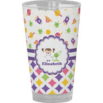 Girl's Space & Geometric Print Pint Glass - Full Color (Personalized)