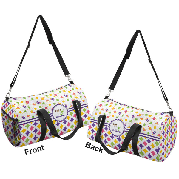 Girl's Space & Geometric Print Duffle bag large front and back sides
