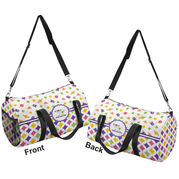 Girl's Space & Geometric Print Duffle bag small front and back sides