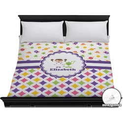 Girl's Space & Geometric Print Duvet Cover - King (Personalized)