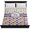 Girl's Space & Geometric Print Duvet Cover - Queen - On Bed - No Prop