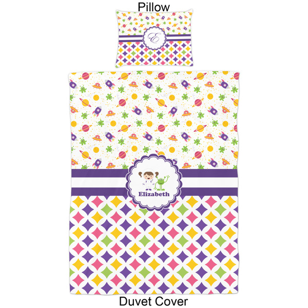 Girl's Space & Geometric Print Duvet Cover Set - Twin - Approval