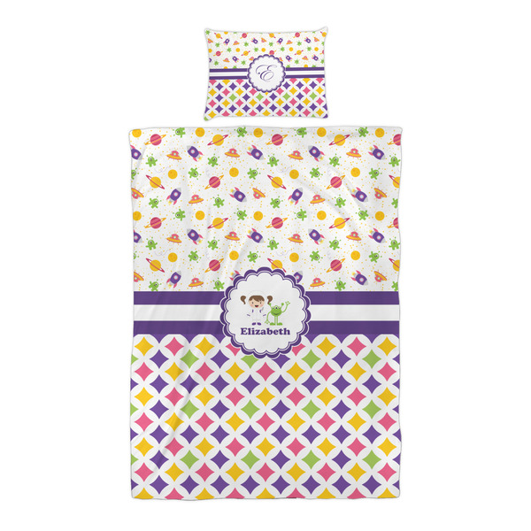 Girl's Space & Geometric Print Duvet Cover Set - Twin XL - Alt Approval