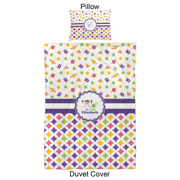 Girl's Space & Geometric Print Duvet Cover Set - Twin XL - Approval