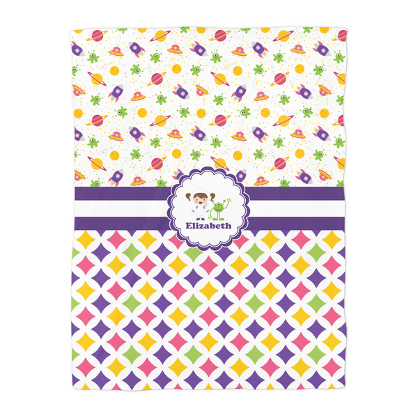 Girl's Space & Geometric Print Duvet Cover - Twin - Front