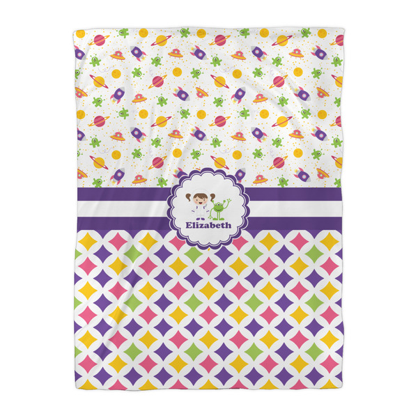 Girl's Space & Geometric Print Duvet Cover - Twin XL - Front