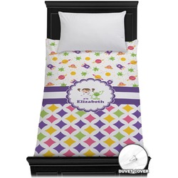 Girl's Space & Geometric Print Duvet Cover - Twin (Personalized)