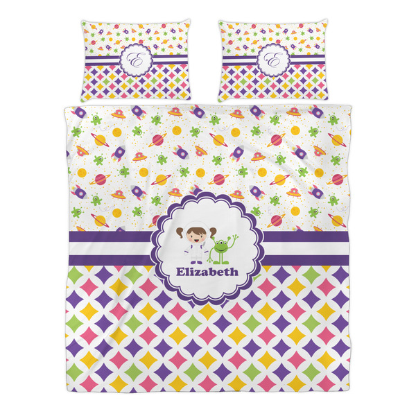 Girl's Space & Geometric Print Duvet cover Set - Queen - Alt Approval
