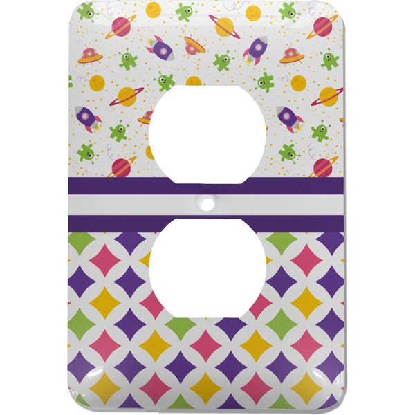 Custom Girl's Space & Geometric Print Electric Outlet Plate
