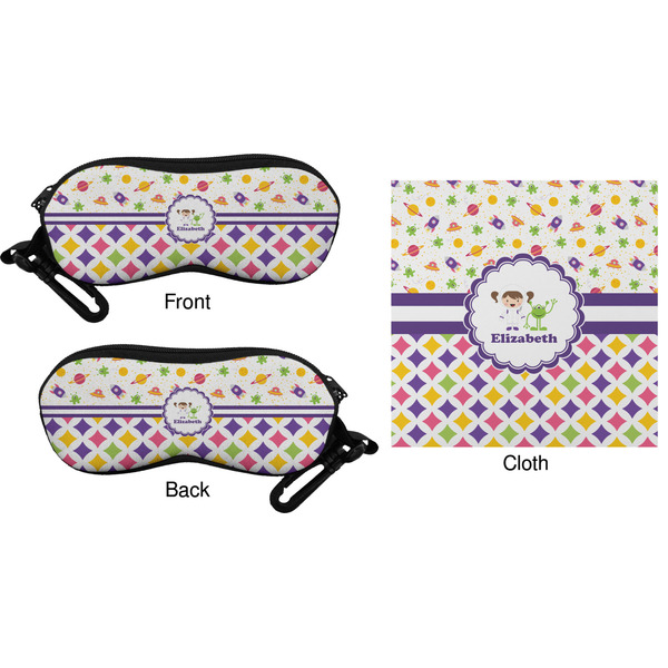 Girl's Space & Geometric Print Eyeglass Case & Cloth (Approval)