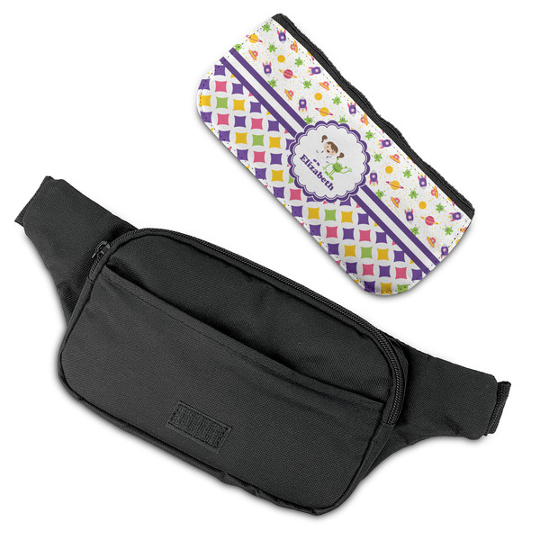 Girl's Space & Geometric Print Fanny Packs - FLAT (flap off)